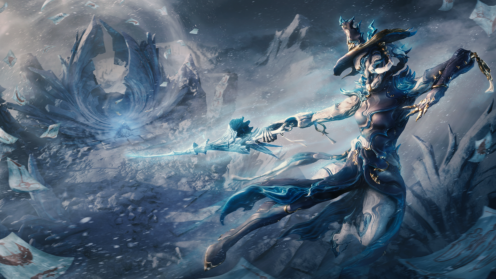 Warframe: Iceblade of Narin ist da – Narin, Yuvan Peak und Banshee-Rework 1 Narin in Warframe: Iceblade of Narin