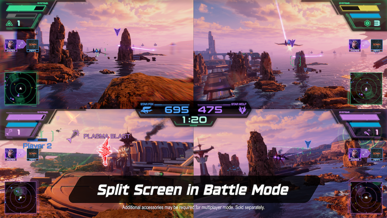 Star Fox: Gratis-Update bringt 4-Spieler-Splitscreen und drei neue Battle-Stages 1 Star Fox Battle Mode im Vier-Spieler-Splitscreen