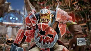 Ork-Spieler auf dem Blood-Bowl-Feld in Warhammer Blood Bowl