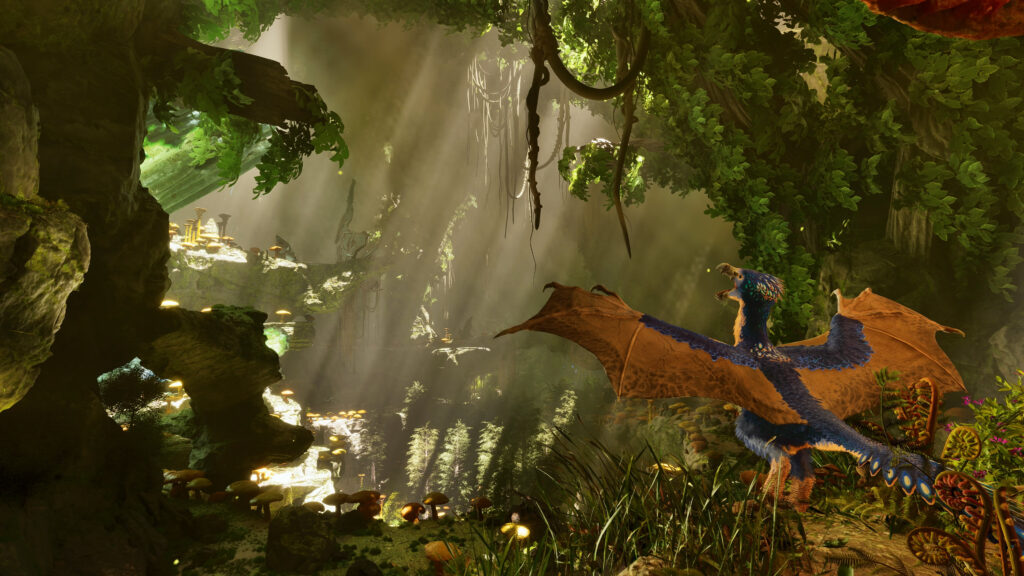ARK: Survival Ascended – prähistorische Kreatur in dichter Vegetation