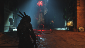 Cronos: Lazarus Gameplay-Screenshot mit Pathfinder in einer düsteren Anlage