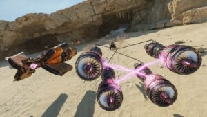 STAR WARS: Galactic Racer – Podracer rasen durch eine Felsenschlucht