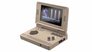 THEC64 Handheld – offizieller Produkt-Render des aufgeklappten Retro-Handhelds