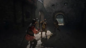The Blood of Dawnwalker – Gameplay-Screenshot mit mittelalterlichen Soldaten