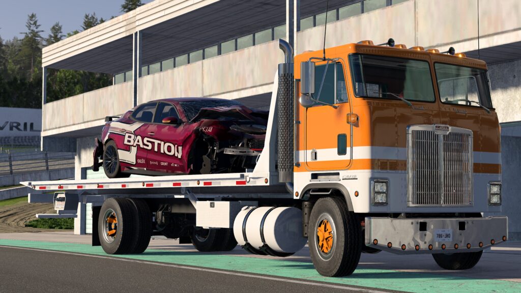 BeamNG.drive – offizieller PS5-Screenshot mit Fahrzeug in einer Werkstattumgebung