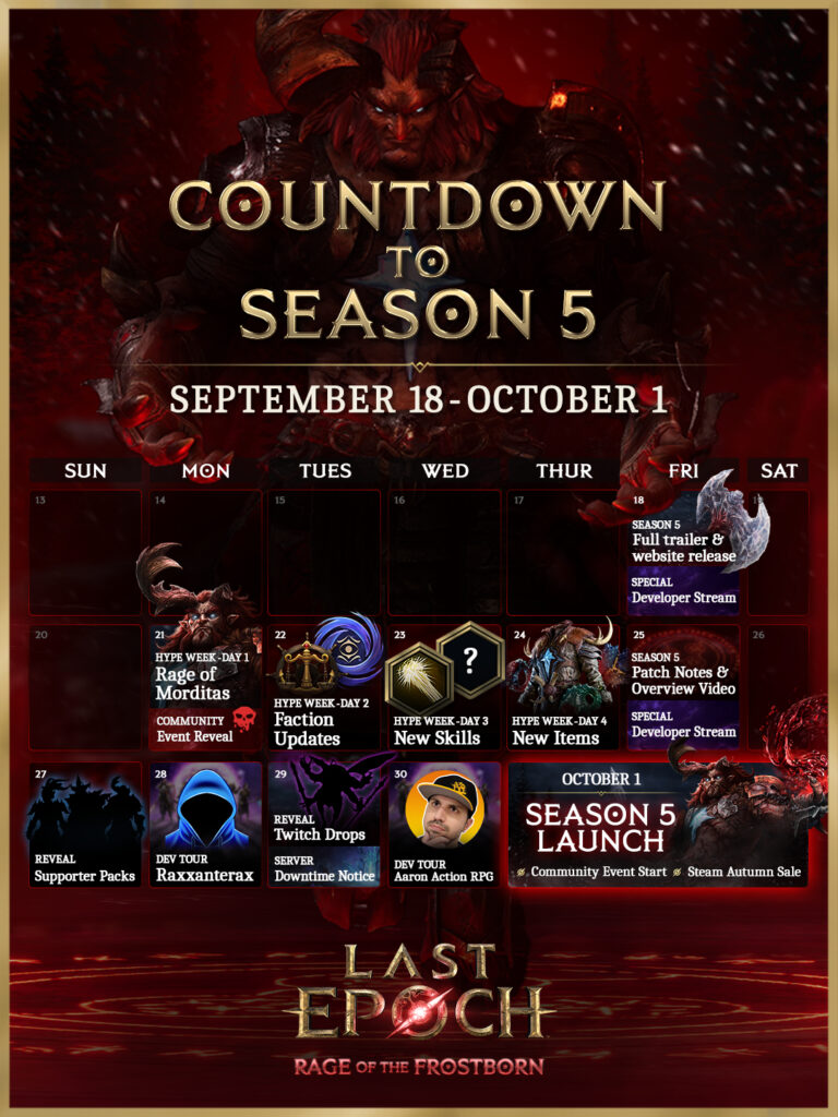 Last Epoch Season 5: Rage of the Frostborn – Countdown bis zum Launch am 1. Oktober 2026