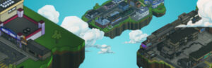 Stick RPG 2 – offizieller Steam-Hintergrund mit Paper Thin City und seinen schwebenden Inseln