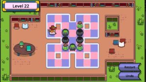 Meowgic Mix – Screenshot aus Level 22 mit Kesseln und Schiebe-Fläschchen