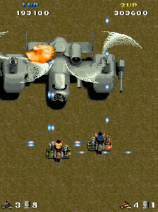 Arcade Archives THUNDERCADE: offizieller Screenshot mit bewaffnetem Motorrad
