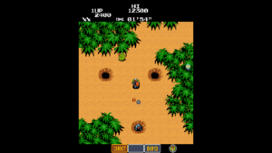 LABYRINTH RUNNER offizieller Gameplay-Screenshot: Spielfigur im Dschungel mit Fallen und Projektilen