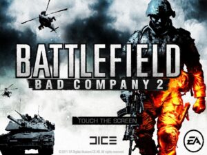 Battlefield: Bad Company 2 für iPad – historischer Titelbildschirm der EA-Mobile-Version