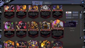 Cubic Cosmos – offizieller Screenshot des Deckbau-Menüs mit verschiedenen Karten