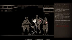 Offizieller Screenshot aus Through the Darkest of Times mit einer Szene der Widerstandsgruppe