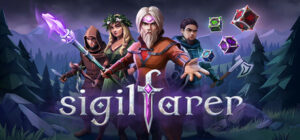Sigilfarer: A Dice-Rolling Roguelite – offizielles Cover mit Fantasy-Abenteurern und magischen Würfeln