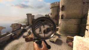 Sniper Elite VR – offizieller PlayStation-Gameplay-Screenshot: Scharfschützengefecht in Süditalien