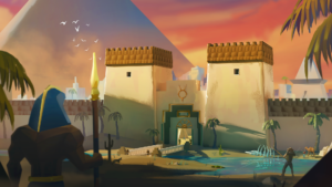 Konzeptgrafik der goldenen Tore von Menaphos in Old School RuneScape