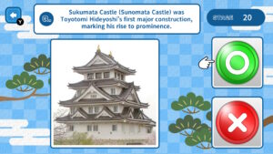 Is it True? Castle True-or-False Quiz – offizieller Nintendo Screenshot mit japanischem Schloss