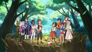Harvest Moon: Echoes of Teradea – offizielles Xbox Store Keyart mit Hauptfiguren im Wald