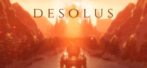 DESOLUS – offizielles Steam-Titelbild mit surrealer gotischer Stadt im warmen Licht