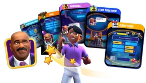 Family Feud Pocket – Steve-Harvey-Avatar und Spielmodi auf offiziellen Gameloft-Bildern