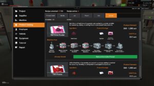 Food Processing Simulator – Produktkatalog mit Produktionskette für Gewürze