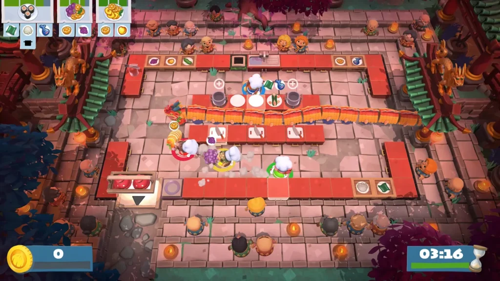 Overcooked! 2: Spielszene in einer der variierenden Küchen