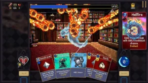 Vampire Crawlers auf Android: Ein Spielbild mit Kartenhand und magischem Angriff im Dungeon.