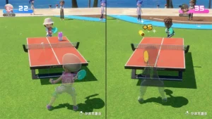 Offizieller Nintendo-Screenshot eines Tischtennis-Sondermodus aus Switch Sports Resort auf Wuhu Island.