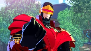 Phoenix Cyclops in roter Rüstung im offiziellen PlayStation-Bild zur MARVEL-Tōkon-Ankündigung.