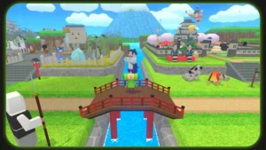 Offizielles Gameplay-Bild aus Once Upon A KATAMARI mit einem rollenden Katamari und bunten Gegenständen.