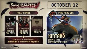 Offizielle Ravenswatch-Übersicht mit Kintarō auf Kuma sowie neuen Talenten und Custom Lobbies.