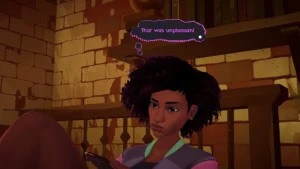 Szene aus dem übernatürlichen Action-Adventure Usual June in der von Finji veröffentlichten Spielgalerie.