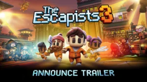 Blick auf Insassen und Wachbereiche einer dreidimensionalen Gefängniswelt aus dem offiziellen The Escapists 3 Trailer.