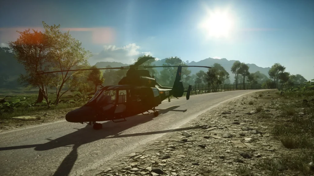 Kampfhubschrauber in einer Bergregion in Battlefield 4