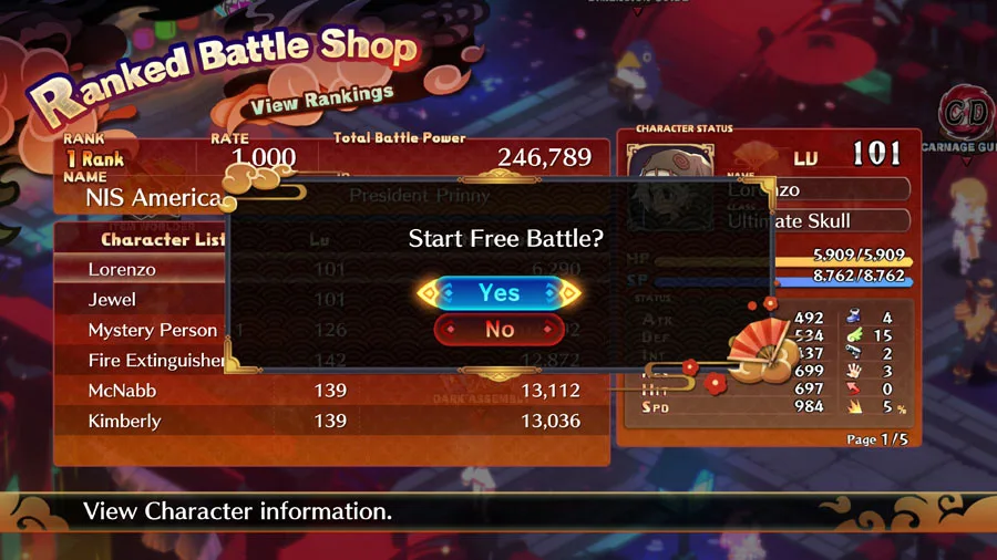 Übersicht der Online-Rangkämpfe in Disgaea 7.